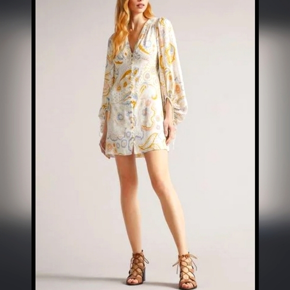 NWT Ted Baker Thelia Exaggerated Sleeve Mini Dress $295 - Picture 4 of 15